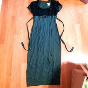 just choon  80s vintage green velvet  teen dress